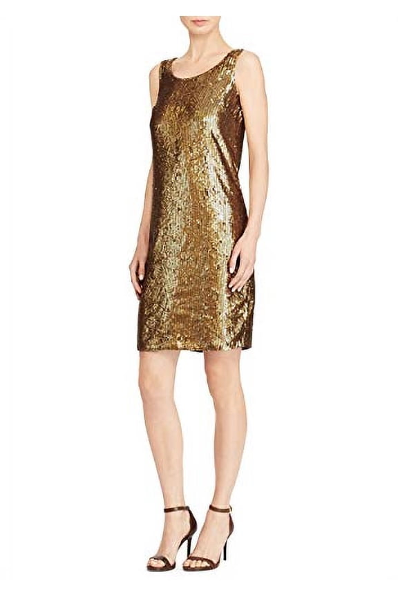 Lauren Sequined Shift Dress, Copper (6)