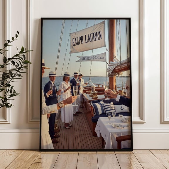 Ralph Lauren Luxury Polo Collection Yacht Poster, Retro Magazine Poster, Old Money Artwork, Aesthetic Luxury Magazine Print 8x12 UNFRAMED