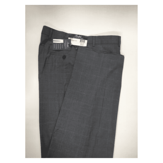 Ralph Lauren Men Check Pattern, Classic Fit, Flat Front, Grey Dress Pants, 36X29