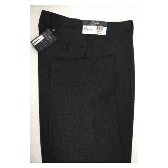 Ralph Lauren Men Classic Fit, Flat Front, Plaid Pattern, Charcoal Pants, 32X32