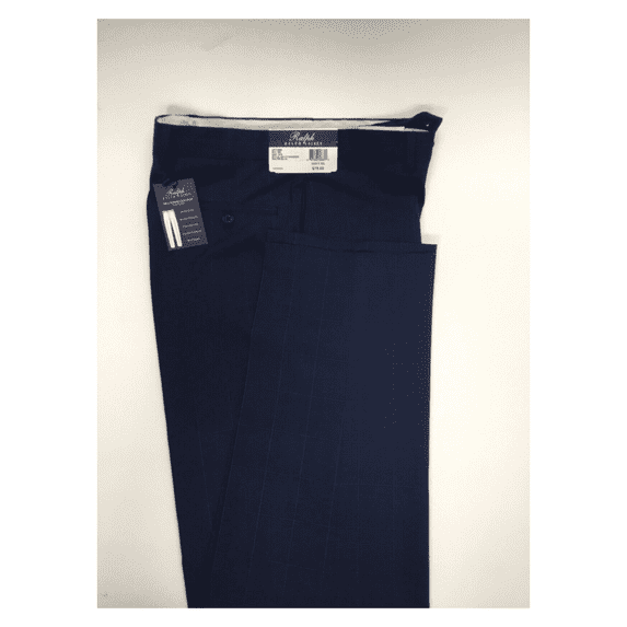 Ralph Lauren Men Classic Fit, Flat Front, UltraFlex Plaid Blue Dress Pants 32X30