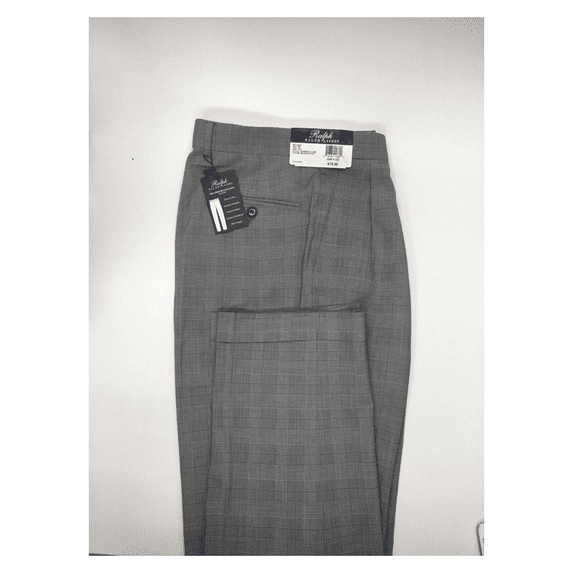 Ralph Lauren Men Plaid Pattern ClassicFit, Pleated Front Black/White Pants 32X32