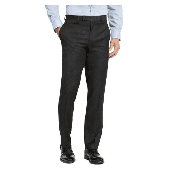 Ralph Lauren Men Slim Fit, Flat Front, Mini-Grid, Charcoal Black Pants 36X29