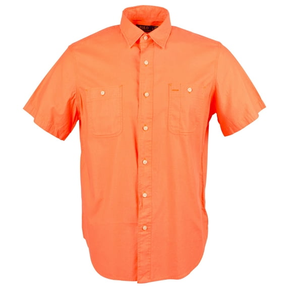 Ralph Lauren Men's Classic Fit Short Sleeve Button Down Shirt Racing Orange 2XL