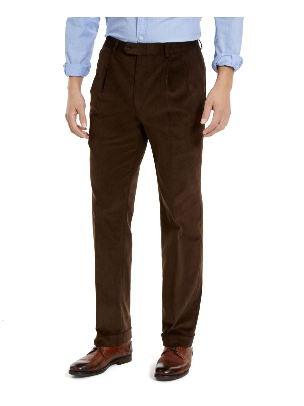 Ralph Lauren Men's Classic Regular Fit Corduroy Double Reverse Pleated Dress Pants Maroon Size