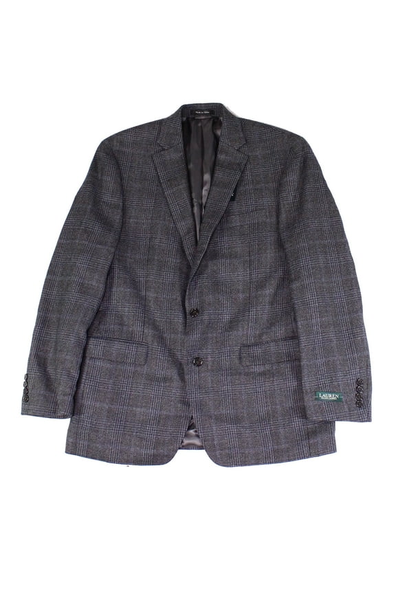 Ralph Lauren Men's Sport Coat Short Plaid Blazer Gray Size 42