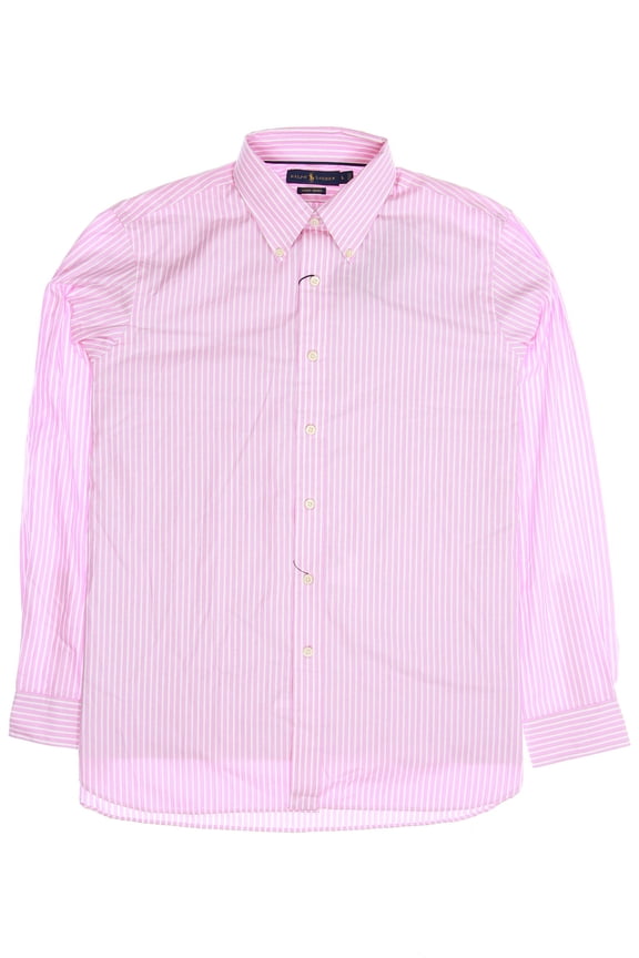 Men's Striped Button Down Shirt Sport (XLarge, Pink)