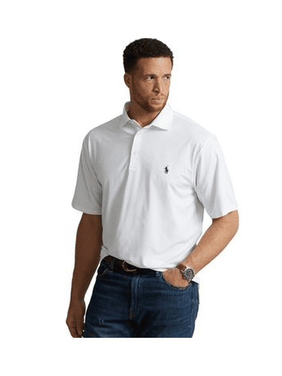 Ralph Lauren Men's White Big & Tall Performance Stretch Polo Shirt, 4LT