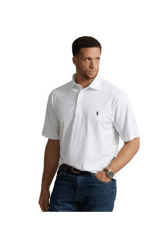Ralph Lauren Men's White Big & Tall Performance Stretch Polo Shirt, 4LT