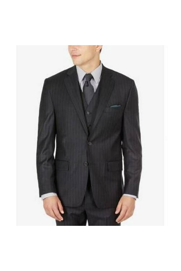 Ralph Lauren Men's Wool Flannel Classic Fit Suit Jacket Stripe Charcoal Size 48L