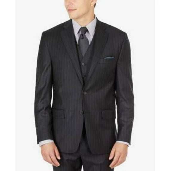Ralph Lauren Men's Wool Flannel Classic Fit Suit Jacket Stripe Charcoal Size 48L