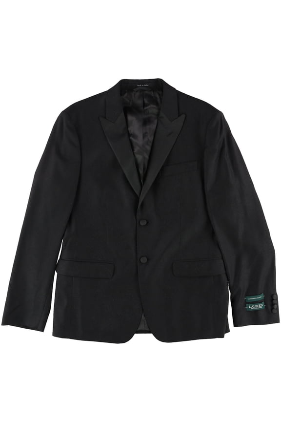 Mens Classic-Fit Black Paisley Two Button Blazer Jacket, Black, 38 Short