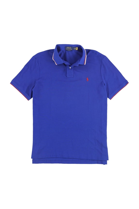 Mens Classic Fit Mesh Polo Shirt, blue , M, Blue, Medium