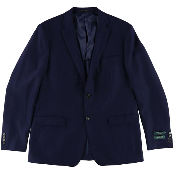 Ralph Lauren Mens Classic-Fit Textured Two Button Blazer Jacket, Blue, 40 Long