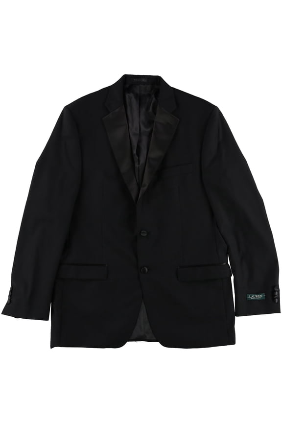 Mens Contrast Two Button Blazer Jacket, Black, 40 Short