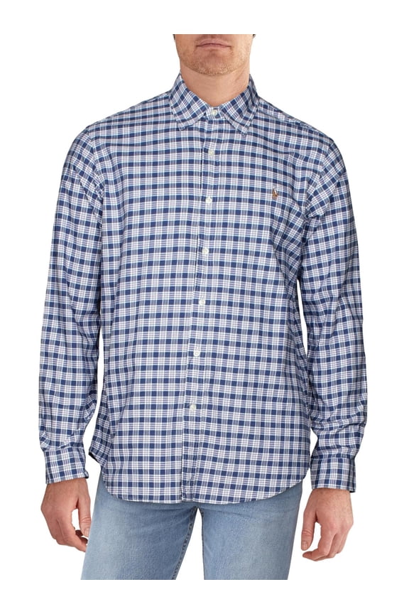 Men's Classic Fit Button Down Shirt Blue Size Large