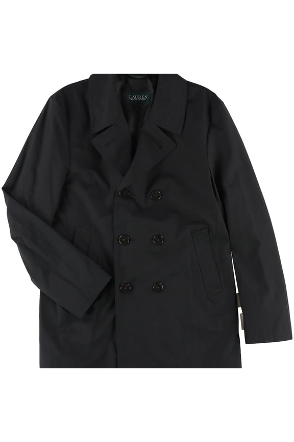 Mens Double-Breas Raincoat, Black, 36 Regular