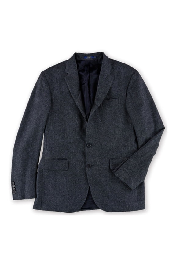 Mens Herringbone Two Button Blazer Jacket, Blue, 40 Regular