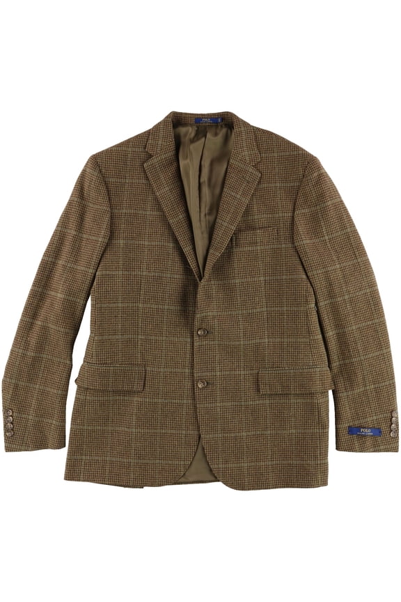 Mens Houndstooth Two Button Blazer Jacket, Brown, 44 Regular