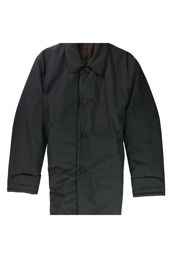 Mens Lerner Solid Over Coat, Black, 40 Regular