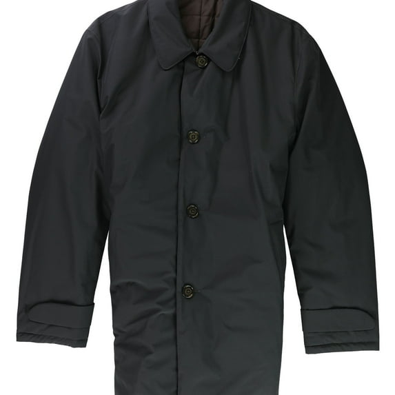 Ralph Lauren Mens Lerner Solid Over Coat, Black, 48 Regular