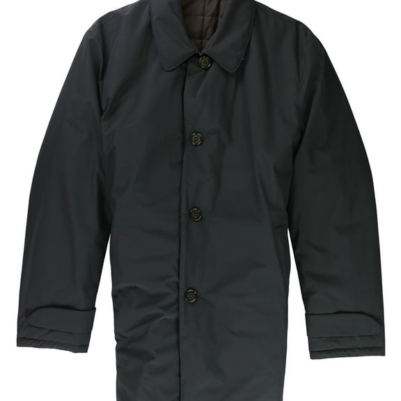 Ralph Lauren Mens Lerner Solid Over Coat, Black, 48 Regular