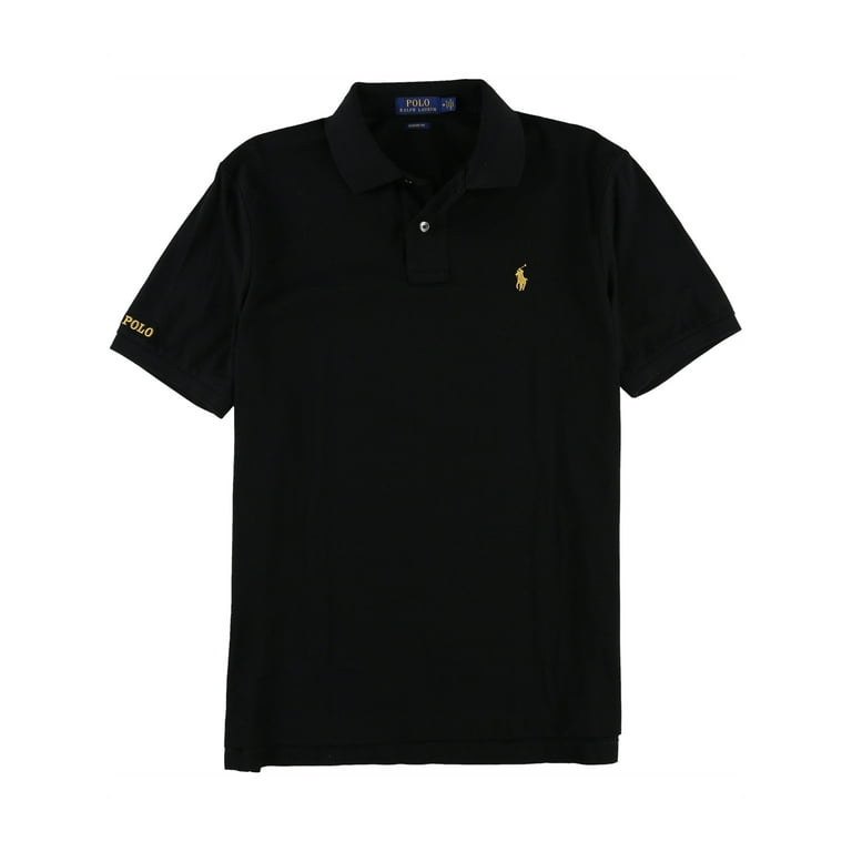 Ralph Lauren Mens Mesh Rugby Polo Shirt, Black, Medium