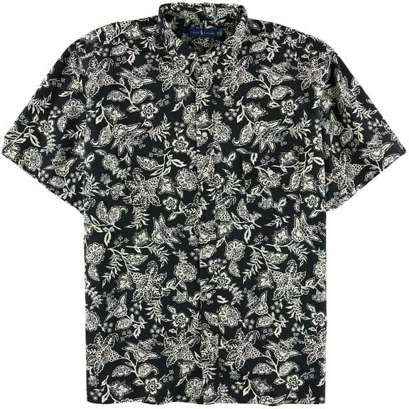 Ralph Lauren Mens Oxford Button Up Shirt, Black, Big & Tall, 2LT