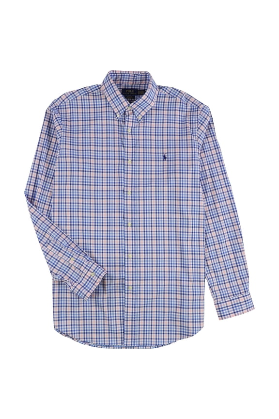 Mens Performance Twill Button Down Dress Shirt, Multicoloured, Small