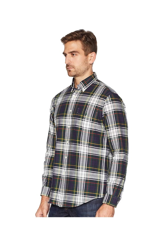 Mens Plaid Oxford Button Up Shirt, Multicoloured, Medium