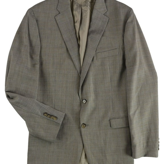 Ralph Lauren Mens Plaid Two Button Blazer Jacket, Beige, 44 Long