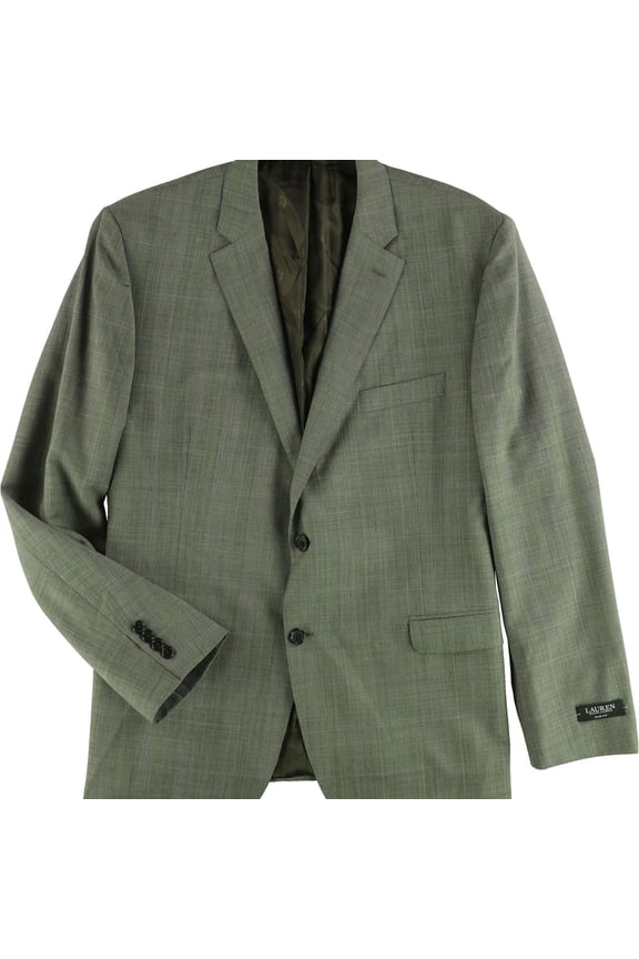 Mens Plaid Two Button Blazer Jacket, Brown, 48 Regular