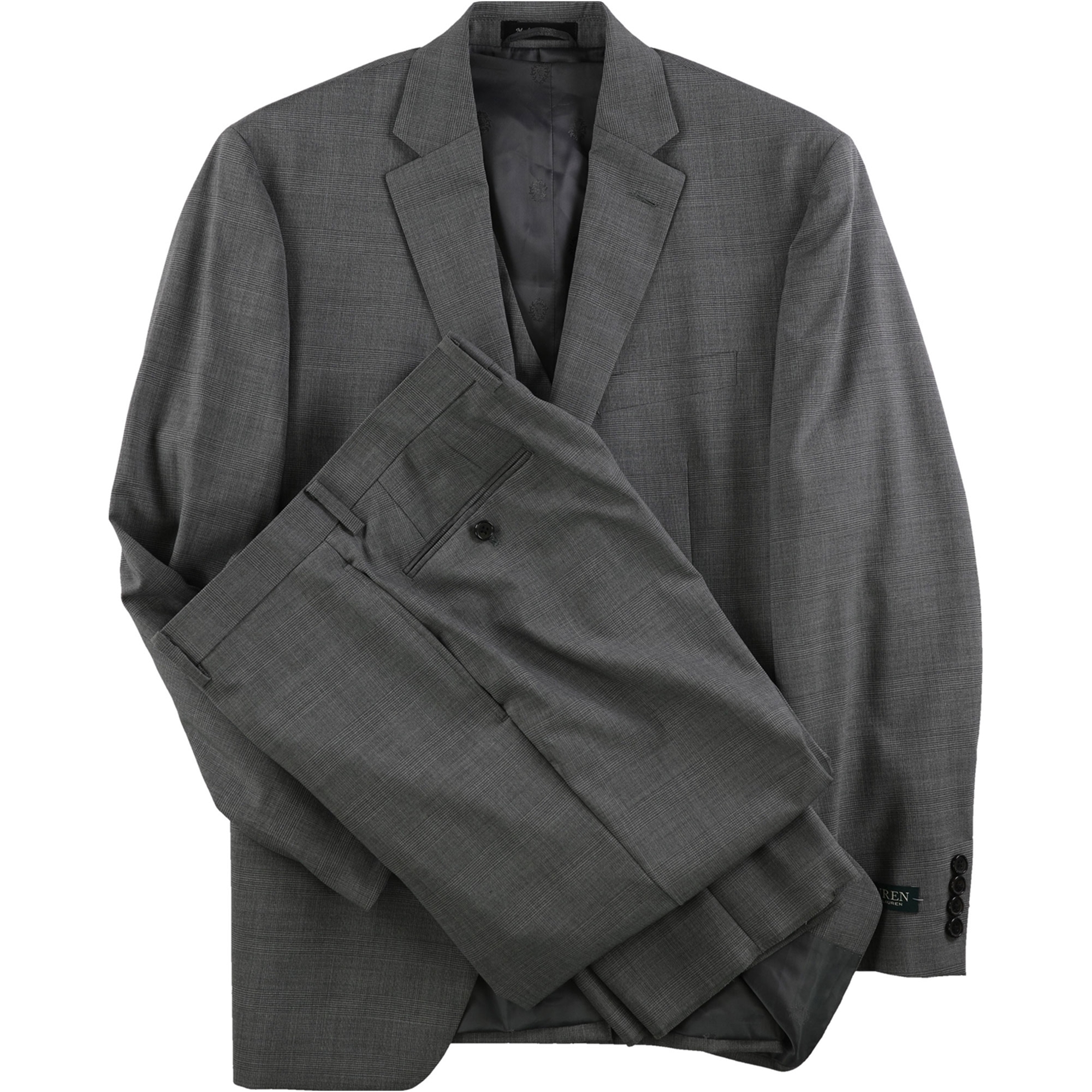 Ralph Lauren Mens Plaid Two Button Formal Suit lightgrey 40/Unfinished - image 1 of 2