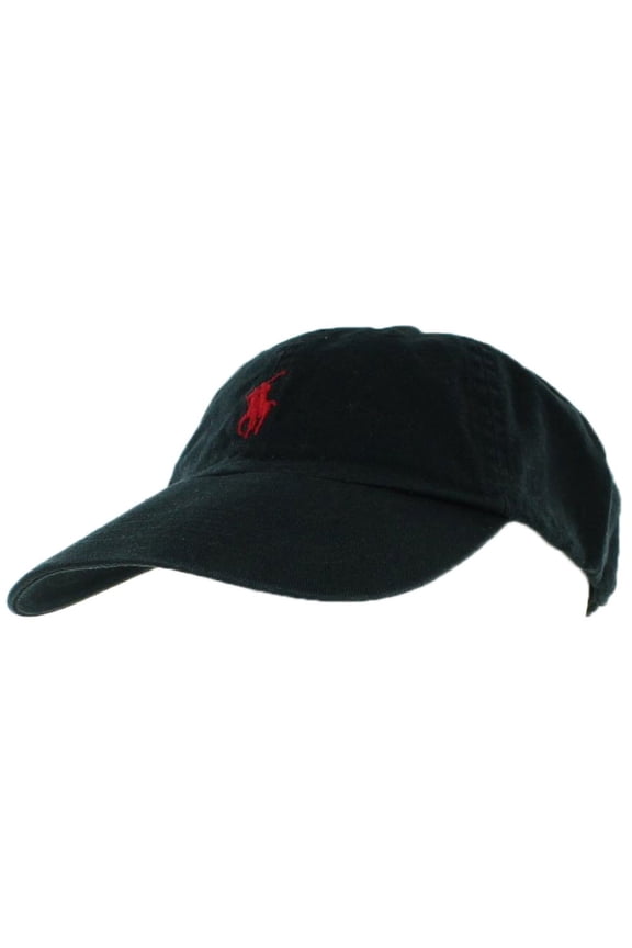 Ralph Lauren Mens Pony Logo Hat Cap Black/Red