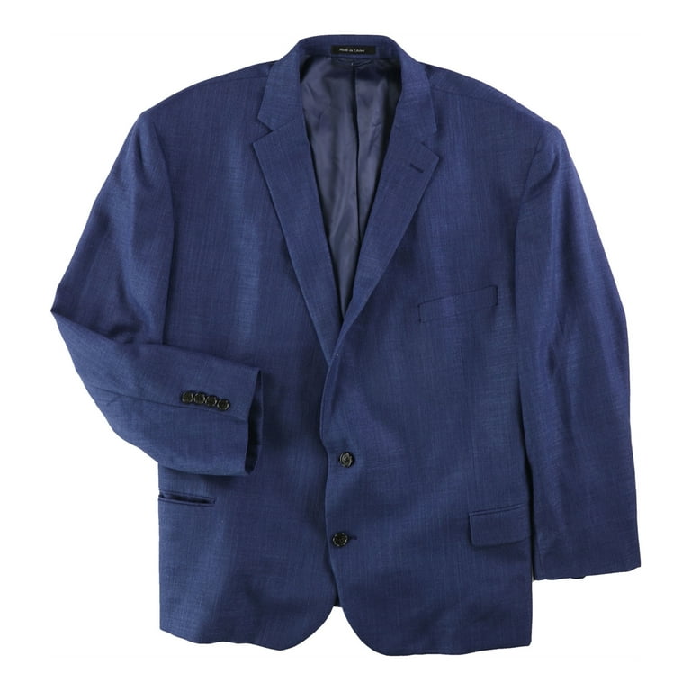 Ralph Lauren Mens Solid Two Button Blazer Jacket Blue 56 Long
