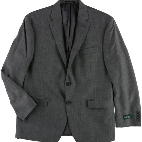 Ralph Lauren Mens Stretch Two Button Blazer Jacket, Grey, 42 Short