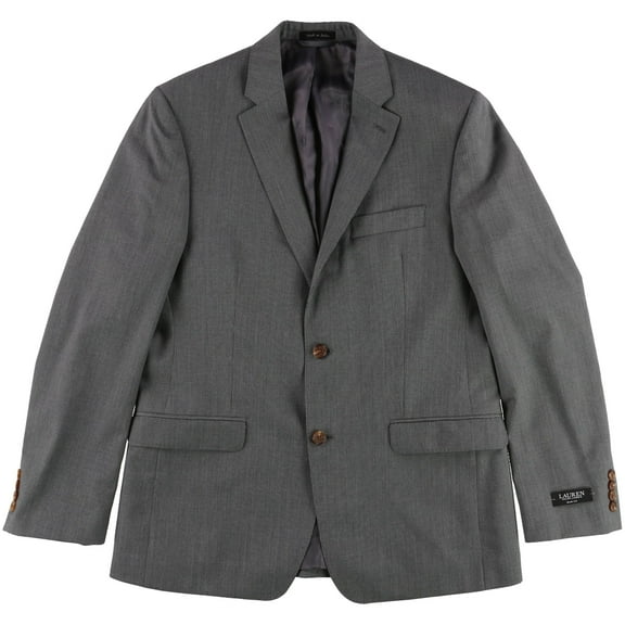 Ralph Lauren Mens Striped Two Button Blazer Jacket, Grey, 48 Long