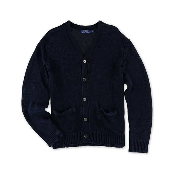 Ralph Lauren Mens Textured Cardigan Sweater, Blue, Medium