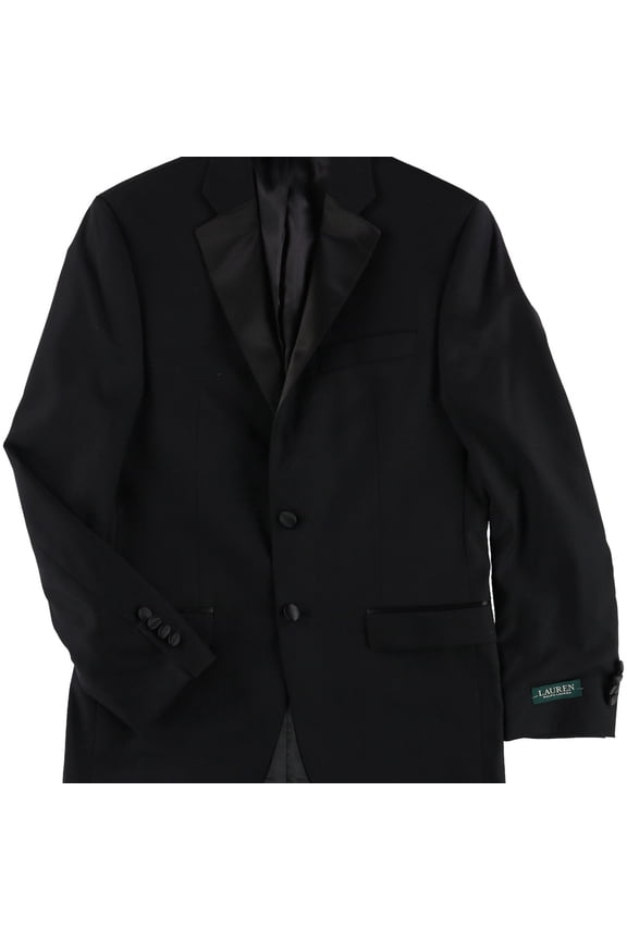 Mens Textured Contrast Two Button Blazer Jacket, Black, 38 Regular