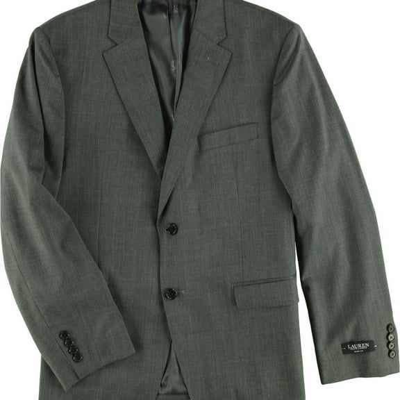 Ralph Lauren Mens Windowpane Two Button Blazer Jacket, Grey, 48 Long