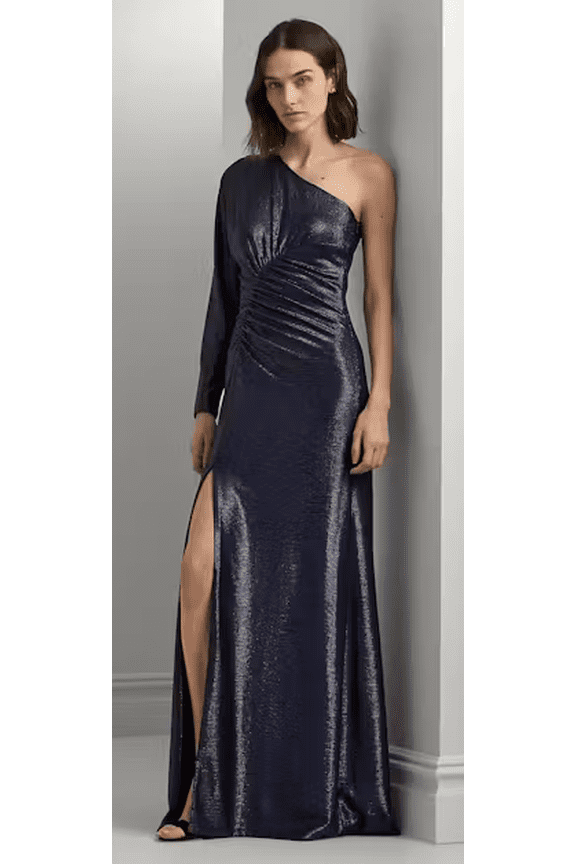NAVY Women's Metallic Knit One-Shoulder Gown, US 4