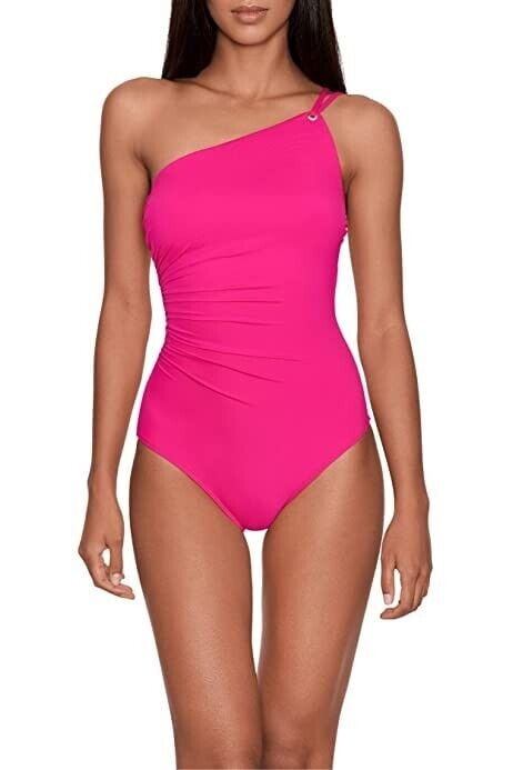 Lauren Ralph Lauren Beach Club Solids Double Strap One Shoulder One-Piece Passion Fruit 10