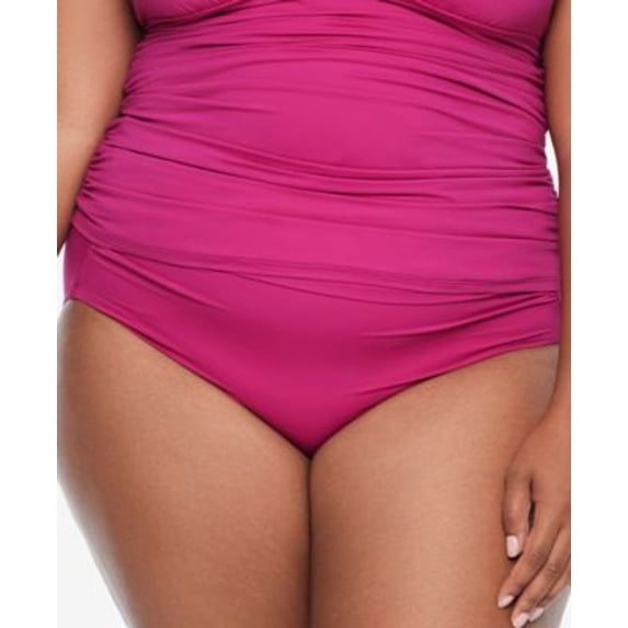 Lauren Ralph Lauren Plus Size Shirred High-Waist Swim Bottoms, Plumeria, 18W