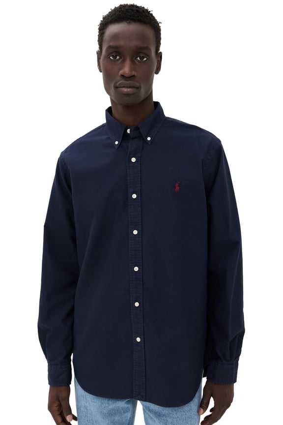 Men's Classic Fit Garment Dyed Oxford Shirt, RL Navy, Blue, M
