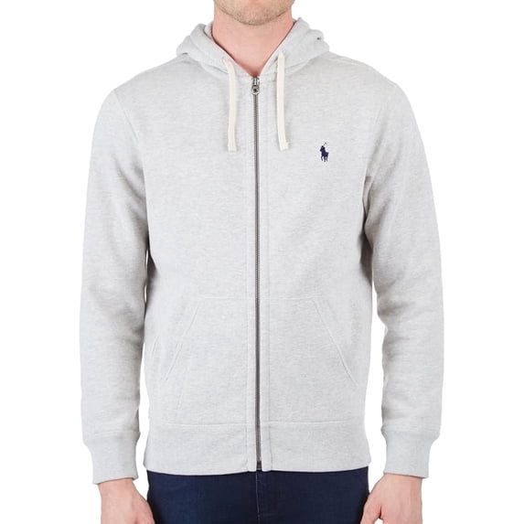 Polo Ralph Lauren 710548546002: Men's Classic Full-Zip Fleece Hooded Sweatshirt, Light Sport Heather/Navy Logo