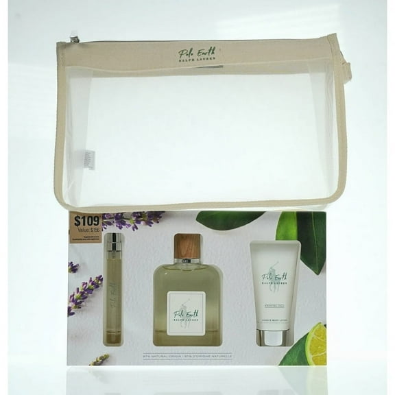 Ralph Lauren Polo Earth , 4 Pc Gift Set 3.4oz EDT Spray, 0.34oz EDT Spray, 1.7oz Body Lotion, Pouch