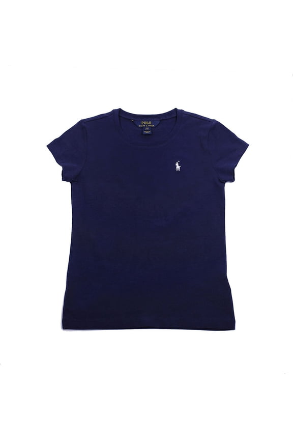 Girls Crewneck T-Shirt (6, Navy)