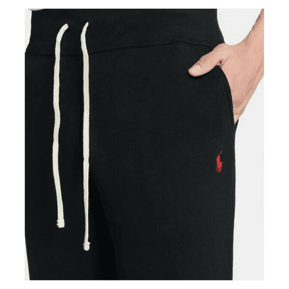 Ralph Lauren Polo Men's Athletic Cotton Fleece Sweatpants Pants, Polo Black/Red