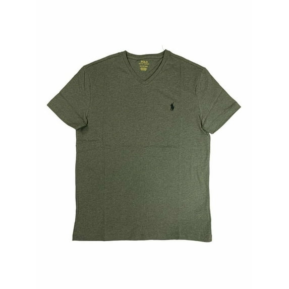 Ralph Lauren Polo Mens Pony Logo V-Neck Cotton Shirt Green/Burgundy/Blue New (Green,M)