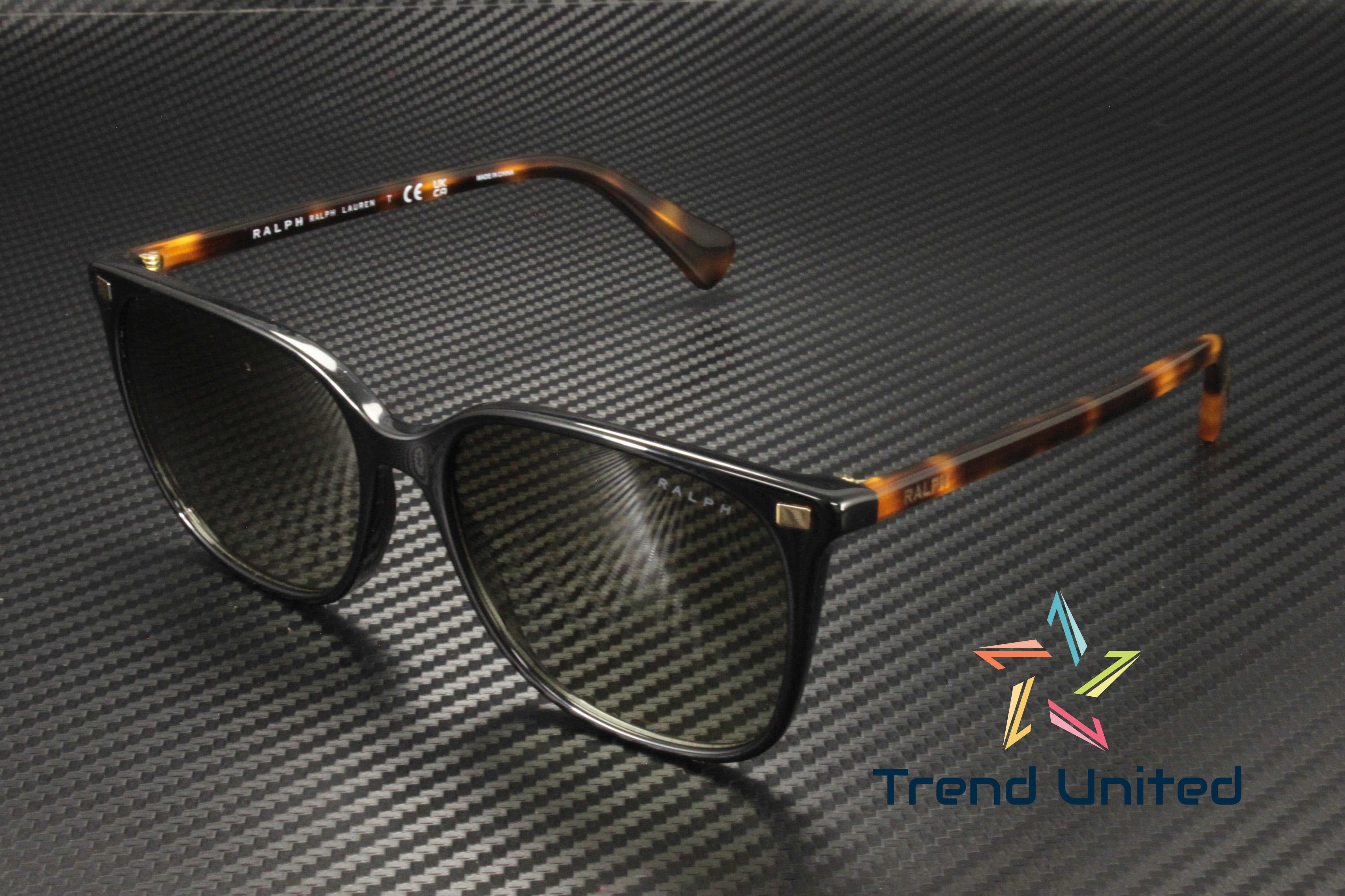 Ralph Lauren RA 5293 Plastic Womens Square Sunglasses Shiny Black 56mm Adult